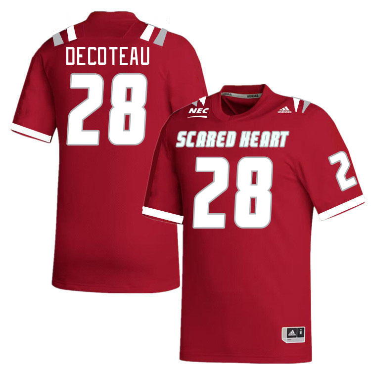 Men-Youth #28 Jaylen DeCoteau Scared Heart Pioneers 2023 College Football Jerseys Stitched-Red